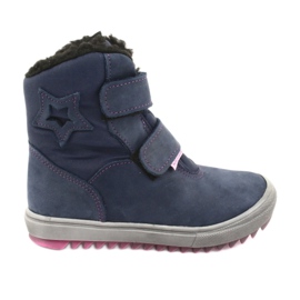 Stivali con una membrana Mazurek 1353 blu scuro marina rosa
