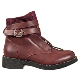 SHELOVET Stivali bordeaux con cerniera rosso