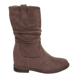 Stivali su una zeppa nascosta beige e grigio 9475 Khaki cachi