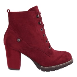 Stivaletti stringati con tacco alto 7081 Wine rosso