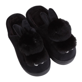 Pantofole da donna nere coniglietti MA01 Black nero