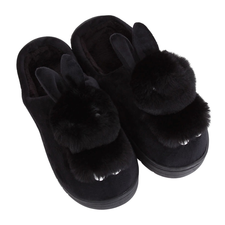 Pantofole da donna nere coniglietti MA01 Black nero
