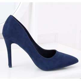 Décolleté con tacco in camoscio blu navy GG-70 DK.BLUE
