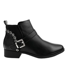 Stivaletti neri piatti con elastico e cerniera Y8159 nero
