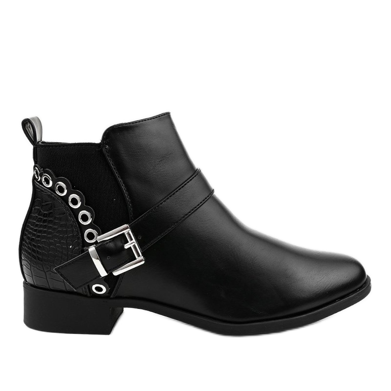Stivaletti neri piatti con elastico e cerniera Y8159 nero
