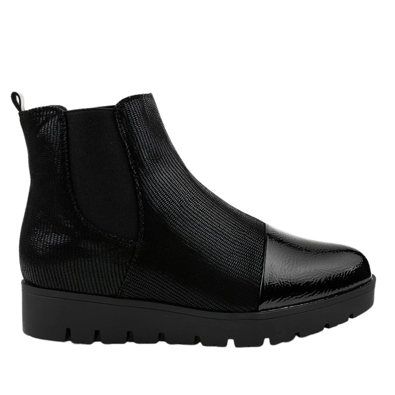 Stivali piatti neri con elastico KLS-83-1 nero