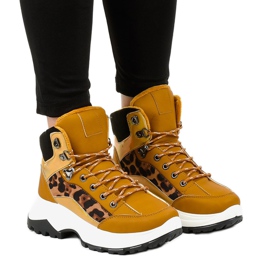Sneaker da donna marrone isolante F-19208-3 giallo