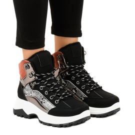 Sneakers nere da donna isolate F-19208-1 nero multicolore