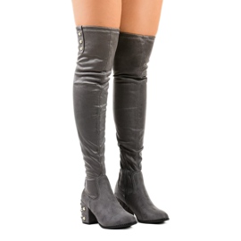 Stivali in pelle scamosciata da donna sul post LB-352 grigio