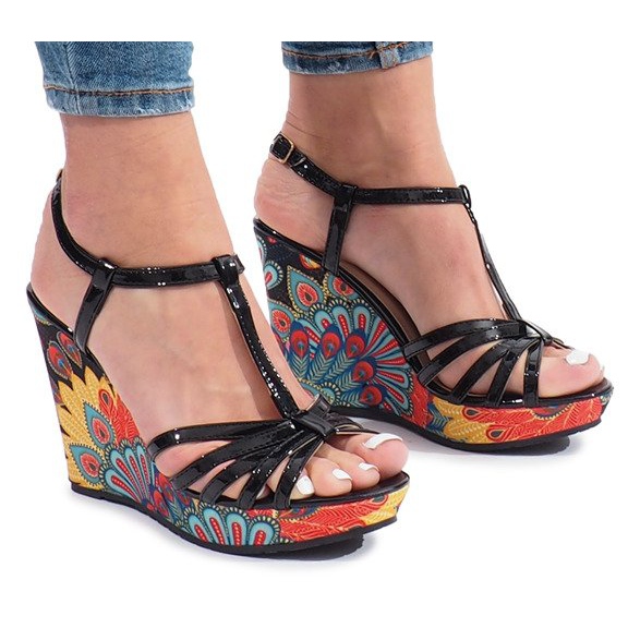 Sandali neri sulla zeppa Ibrahim nero