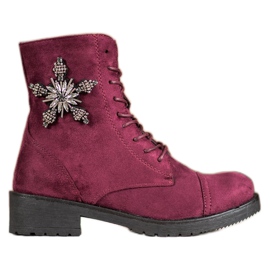 SHELOVET Stivali in camoscio bordeaux rosso