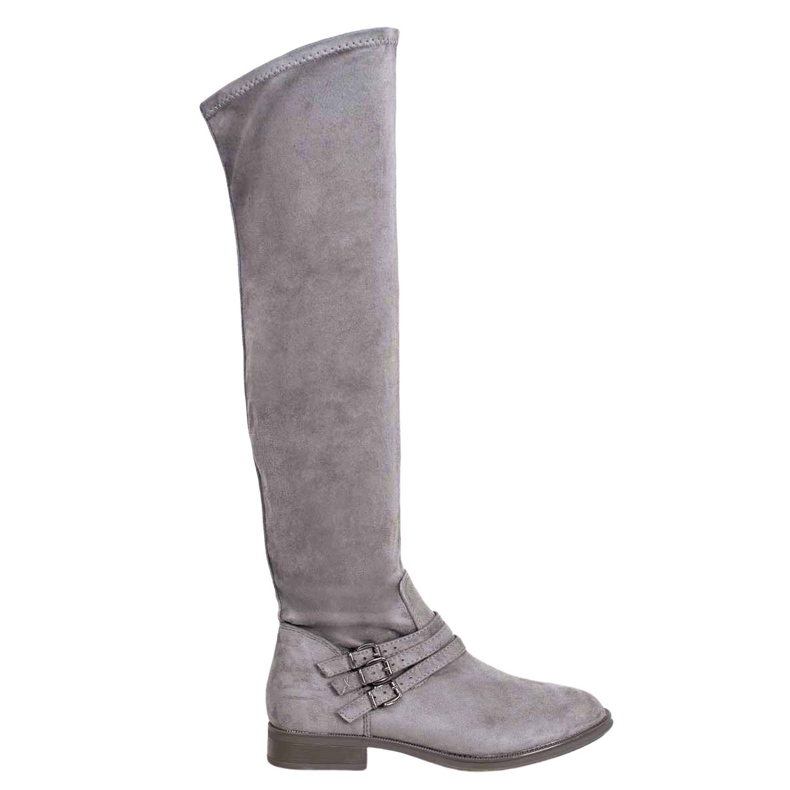 Kylie Stivali con tacco piatto grigio