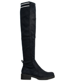 Ideal Shoes Stivali in pelle scamosciata senza lacci nero