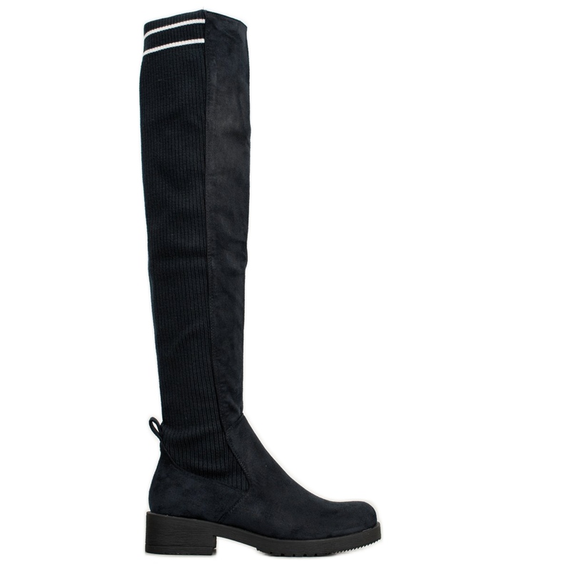 Ideal Shoes Stivali in pelle scamosciata senza lacci nero