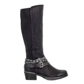 SHELOVET Stivali neri con ornamenti nero