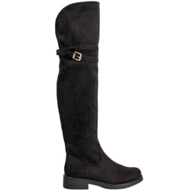 Ideal Shoes Stivali eleganti con fibbia nero