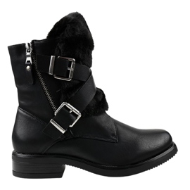 Stivali piatti neri con pelliccia 1061A-PA nero