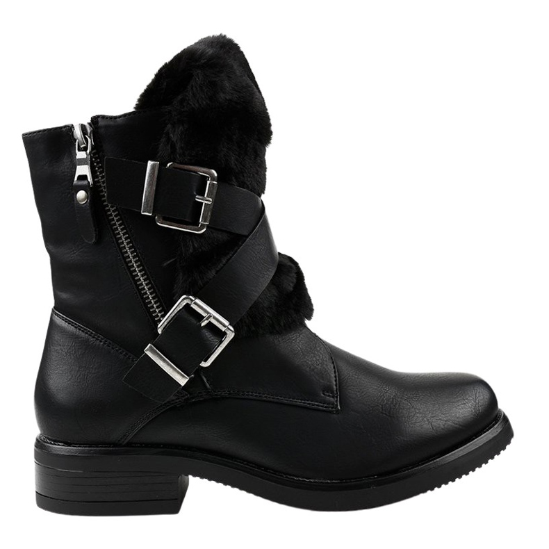 Stivali piatti neri con pelliccia 1061A-PA nero