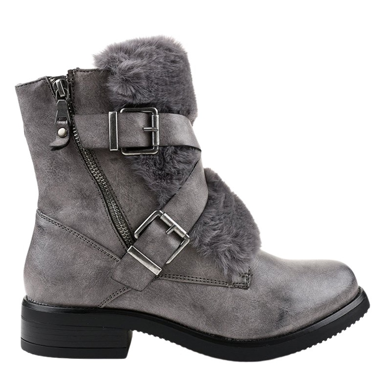 Stivali piatti grigi con pelliccia 1061A-PA grigio