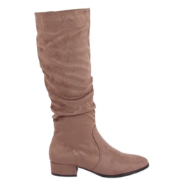 Stivali da donna in camoscio beige 3005 Kaki