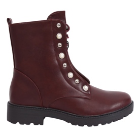 Stivaletti stringati BH123-KB Vino rosso