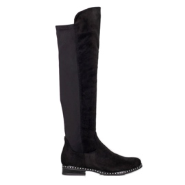 Forever Folie Stivali sopra il ginocchio con Lycra nero