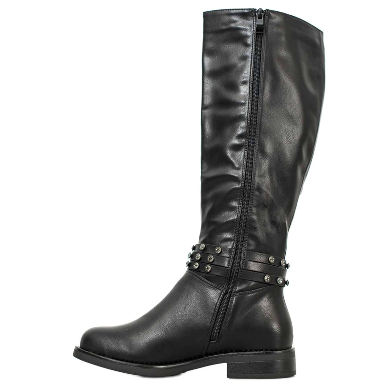 SHELOVET Stivali Neri Con Cubic Zirconia nero