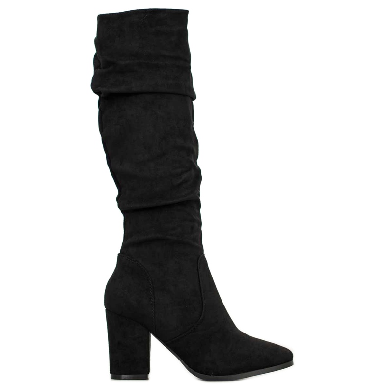 SHELOVET Stivali con tacco alto in camoscio nero