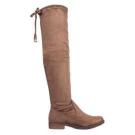 J. Star Stivali alti in camoscio con fascia marrone