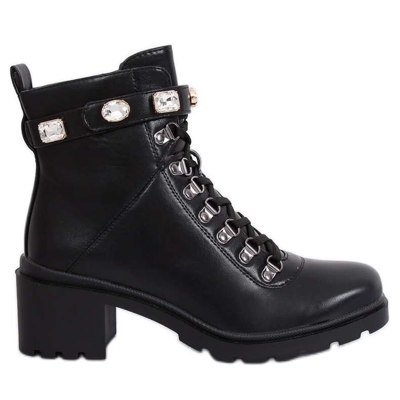 Stivaletti stringati neri con tacco alto DA25 Black nero