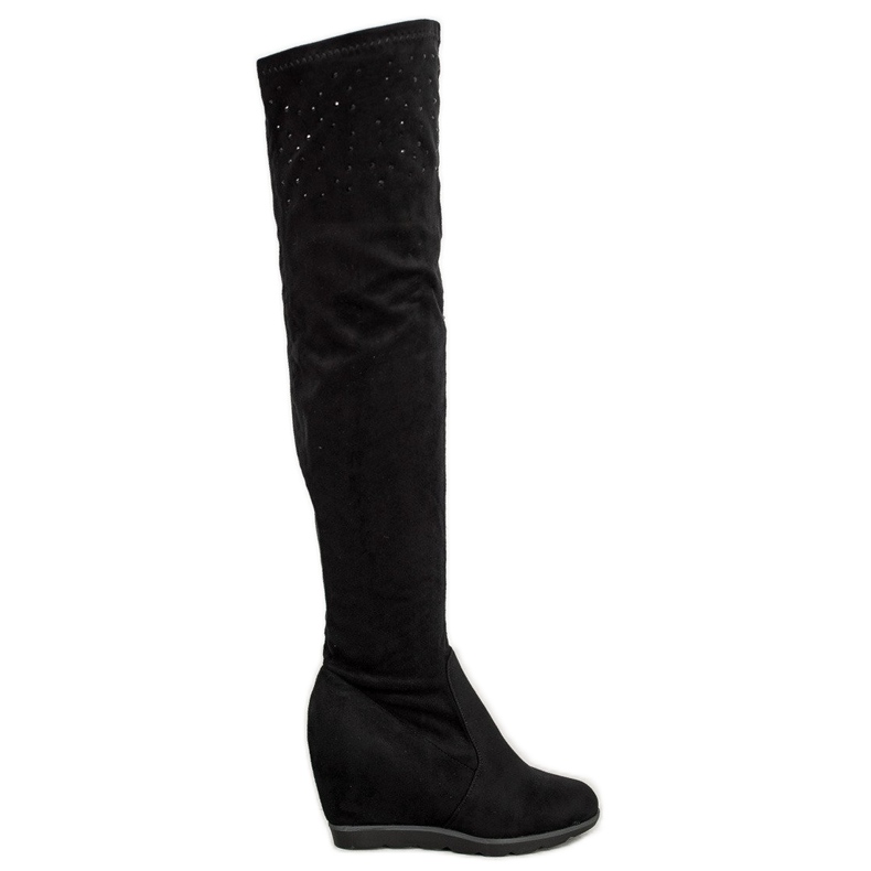 SHELOVET Stivali Con Zeppa Con Cristalli nero