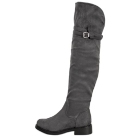Ideal Shoes Stivali eleganti con fibbia grigio