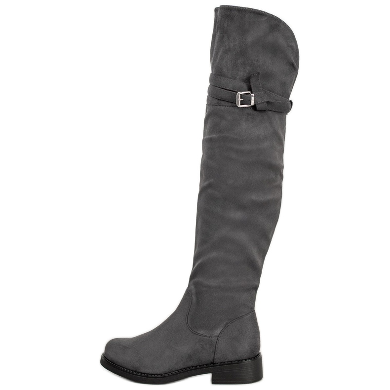 Ideal Shoes Stivali eleganti con fibbia grigio