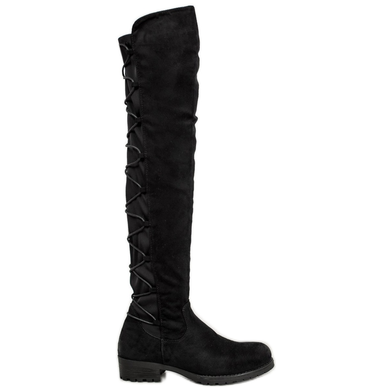 Forever Folie Stivali alti in camoscio con fascia nero