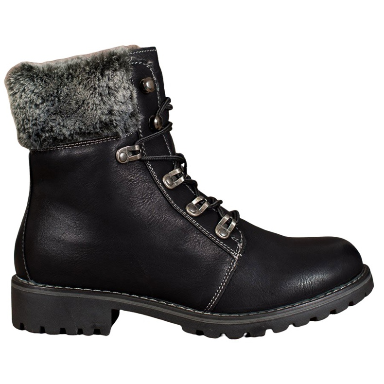SHELOVET Trappers legati con pelliccia nero