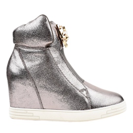 Sneakers argento sulla zeppa jaguar KLS-105-4 grigio