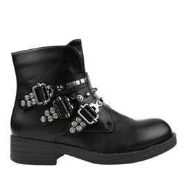 Stivali piatti neri con fibbie Y225 nero