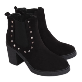 Stivali neri con tacco largo H8-85 Black nero