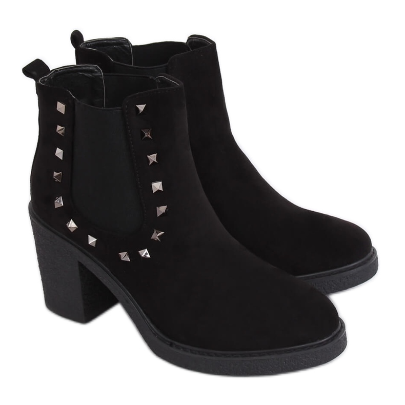 Stivali neri con tacco largo H8-85 Black nero