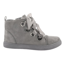 Stivali e fiocchi in camoscio TL0147 Grigio