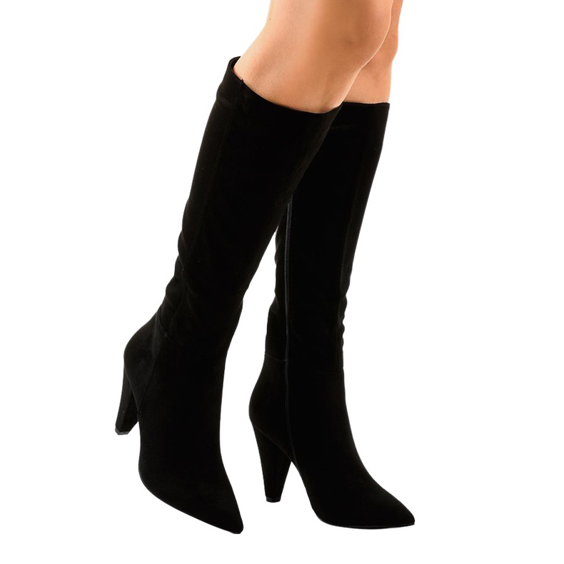 Stivali da donna in camoscio nero sul post 8677