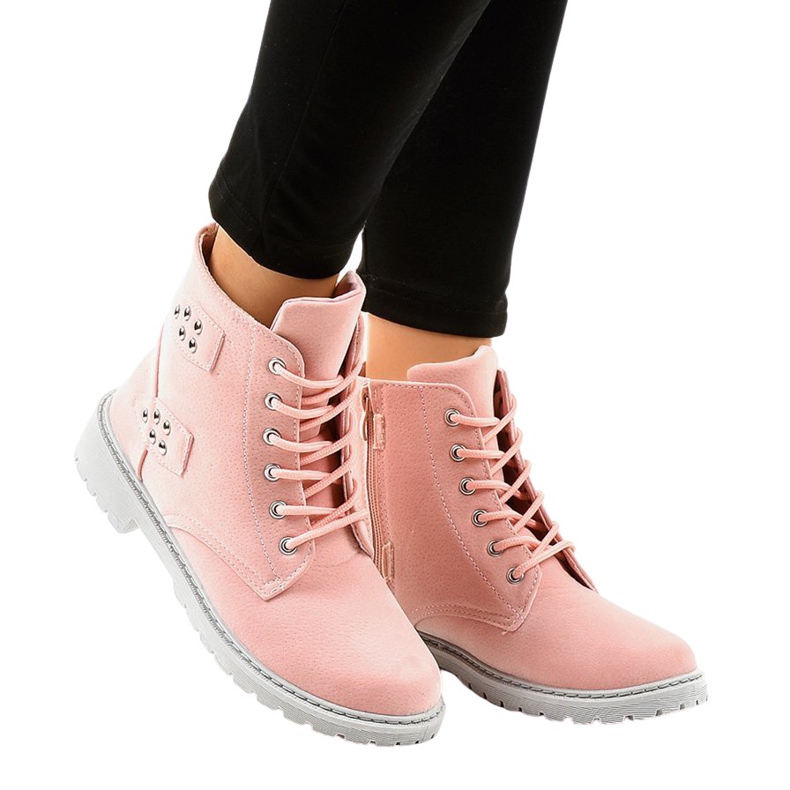 Stivali piatti in camoscio rosa TL93-4