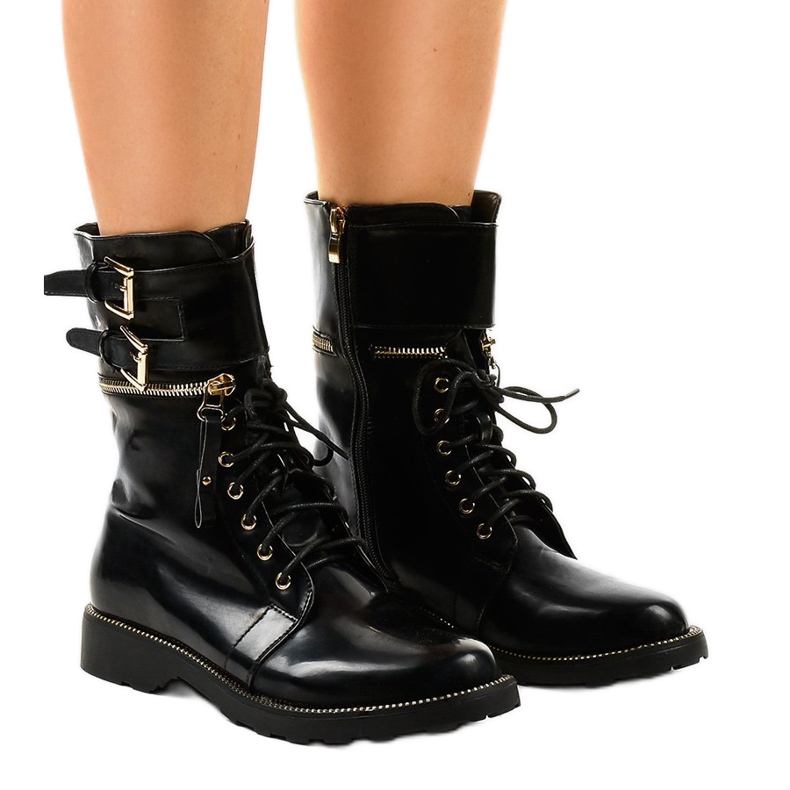 Stivali militari neri con cerniera ZH35 nero
