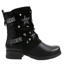 Stivaletti neri con stella piatta 8085 nero