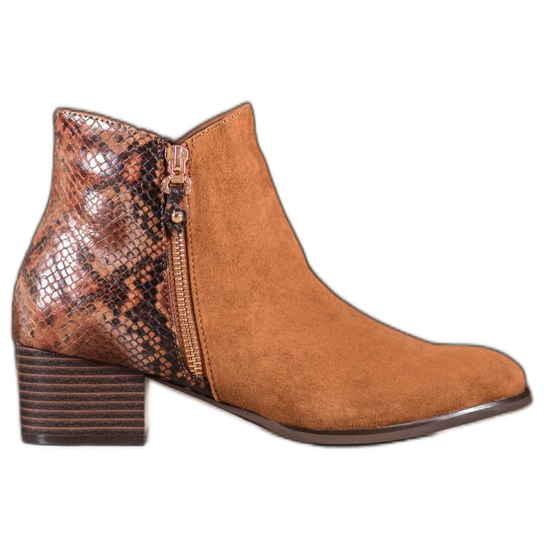 Kylie Stivali cammello con stampa serpente marrone