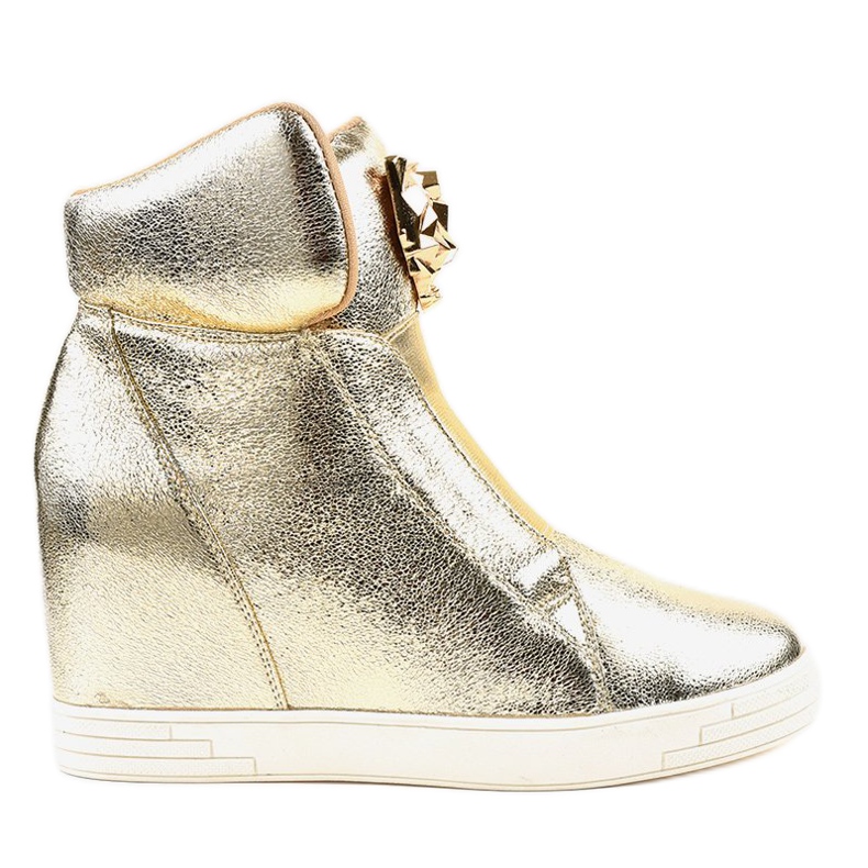 Sneakers con zeppa giaguaro dorato KLS-105-5 d'oro