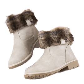Stivali isolanti beige con pelliccia A6305