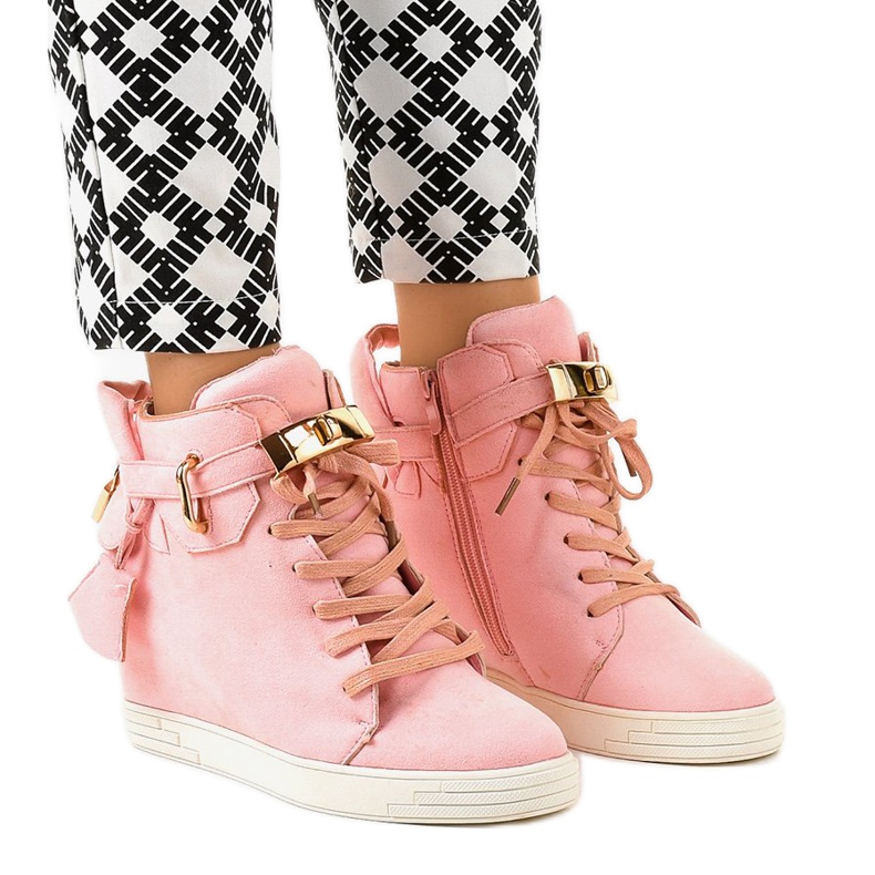 Sneakers con zeppa rosa KLS-103-10