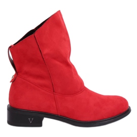 Stivali con tomaia spiegazzata rosso 6672 Rosso