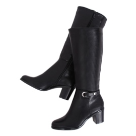 Stivali neri classici con tacco alto BM-9090 Black nero